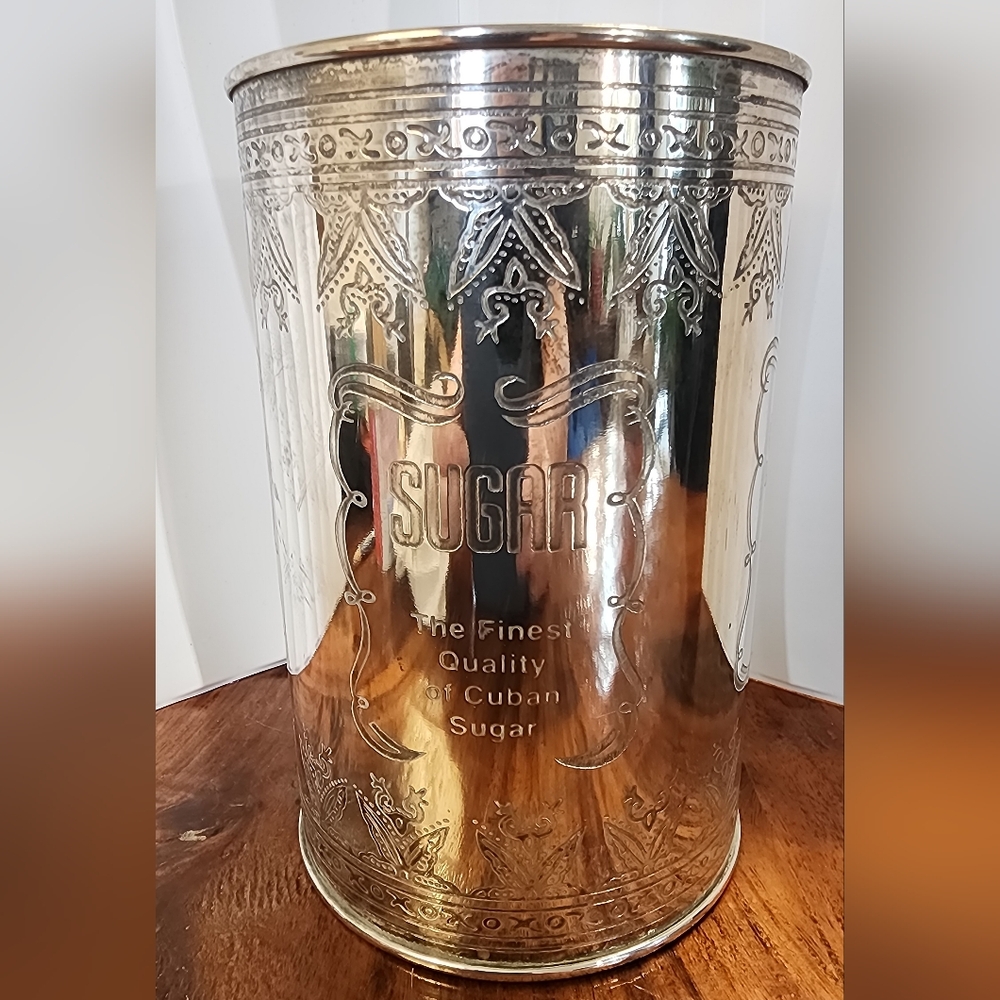 Vintage Silver-plated Brass Canister for Cuban Sugar